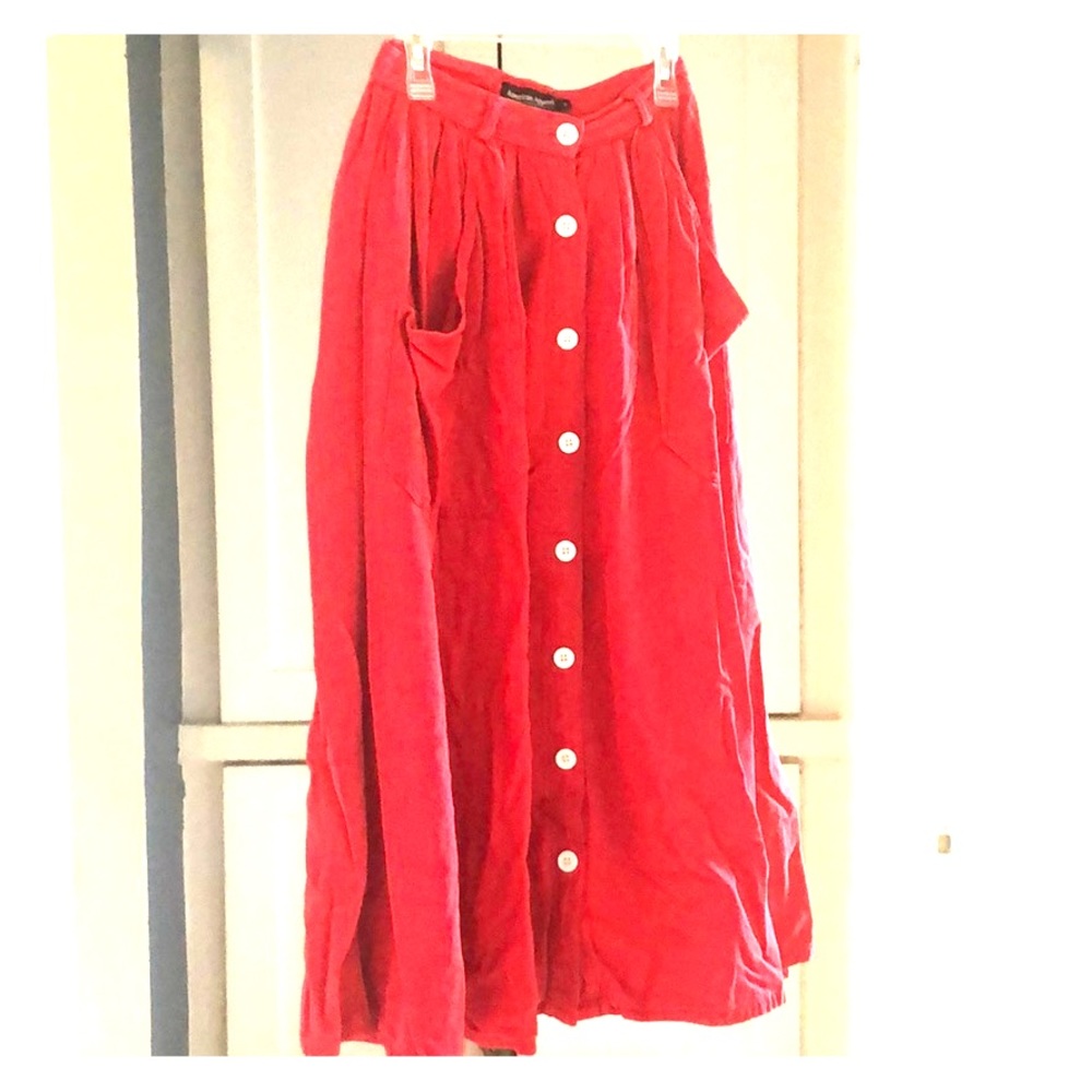 Red American Apparel mid length skirt